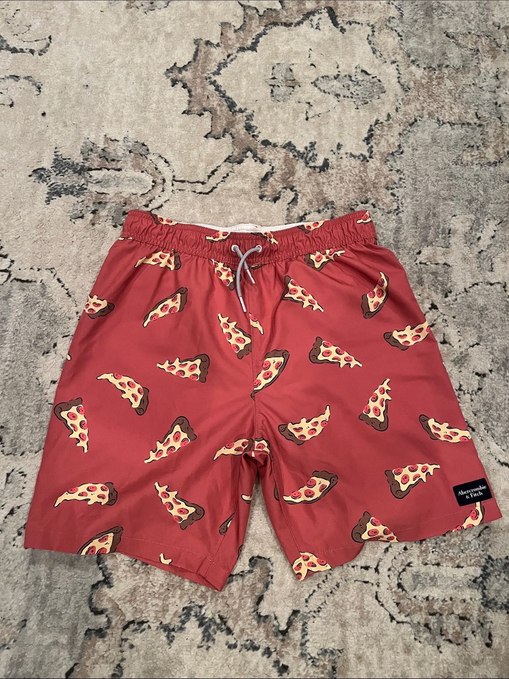 abercrombie kids Red Pizza-Pattern Swim Trunks